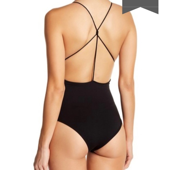 Sam Edelman Black Strappy Plunge Cotton Bodysuit L - Picture 2 of 13